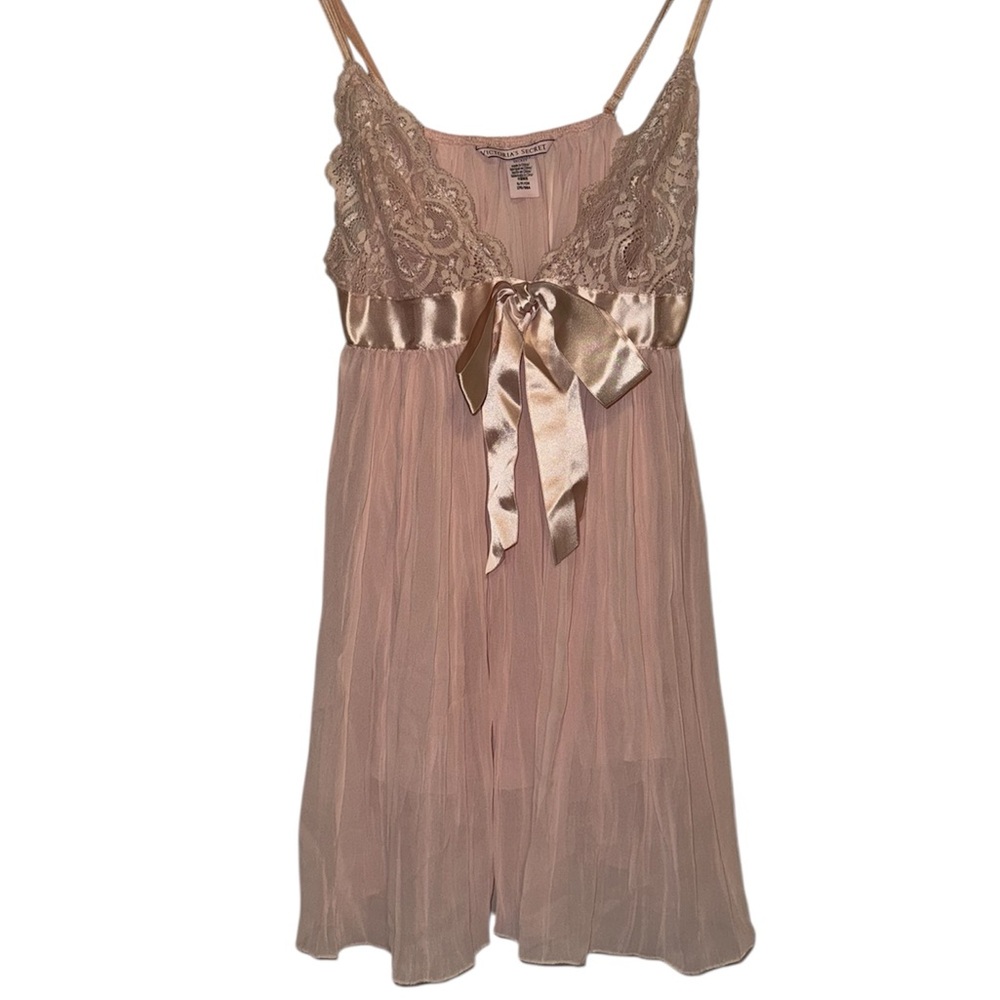 Victoria's Secret Pink Lace Chemise with Satin Bow
